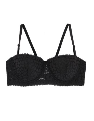 Black lace underwear with thin bottom and thick youth gathered in stock lace underwear tube top bra.