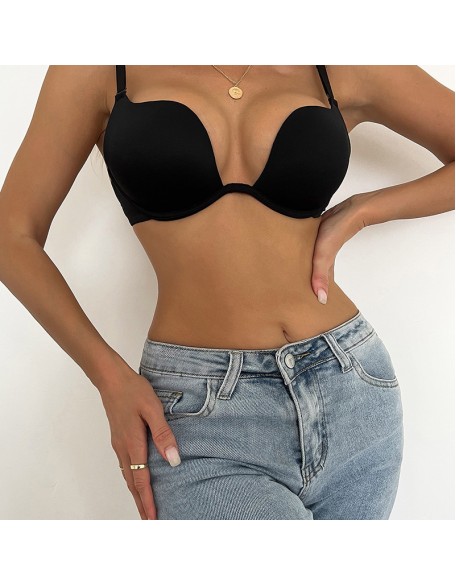 Thin bra, big breasts, small sexy French underwear, women's thin bra, gathered in fashion, closed breasts.