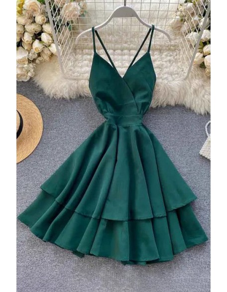 Fashion Sexy Backless Bow Bandage Beach Dress Women V-neck Strap Double Ruffles Short Dress