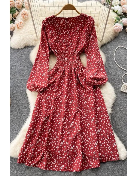 Women Dress Fashion Romantic Floral Print Elastic Corset Long Dress