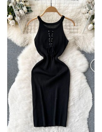 Fashion Sexy Package Hips Mini Dress Women Knitted Bandage Bodycon Vestidos Streetwear Lady Tank Dress