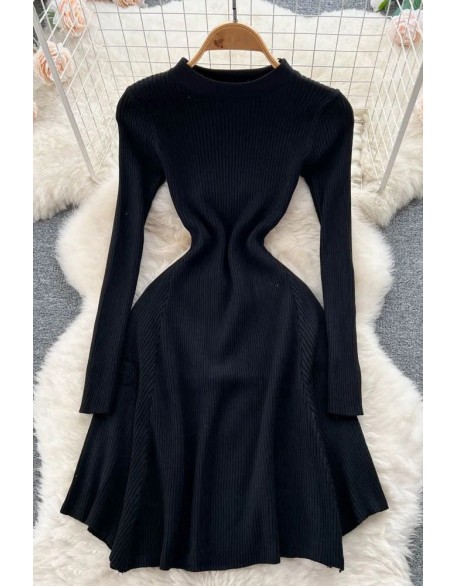 Women Dress Fashion Irregular Hem Knitted Sweater Dress Elegant Party Dress