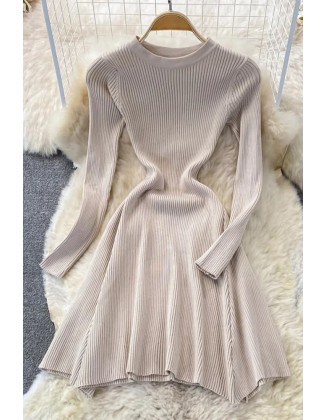 Women Dress Fashion Irregular Hem Knitted Sweater Dress Elegant Party Dress