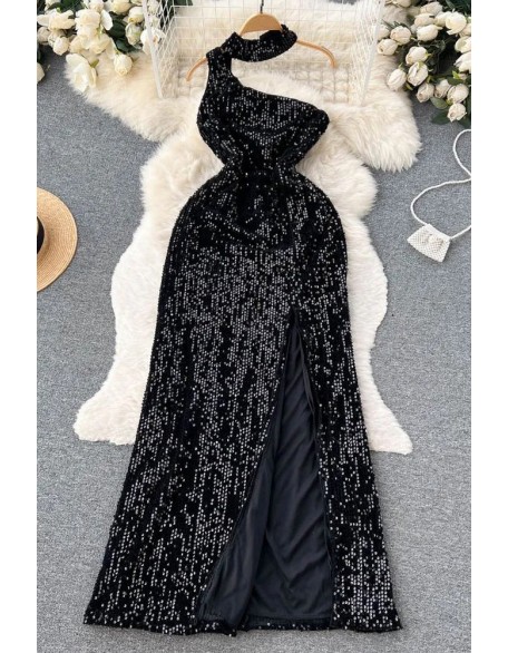 Elegant Shining High Split Long Dress Fashion Luxry Party Dress