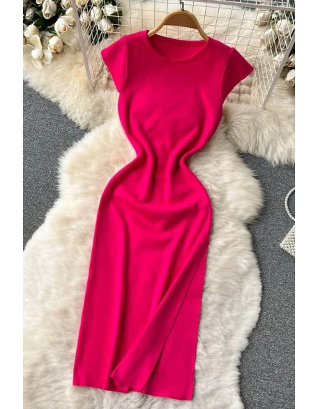 Fashion Lady Office Knitted Dress Brief Elegant Bodycon Split Dress