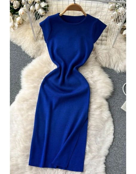 Fashion Lady Office Knitted Dress Brief Elegant Bodycon Split Dress