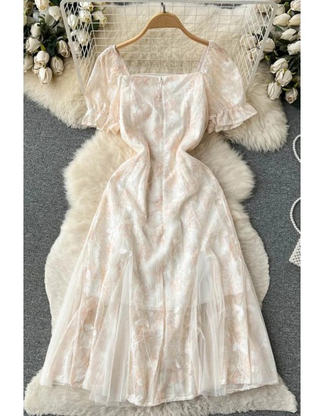 Romantic Women Lace Embroidery Dress Women Princess Fashion Beading Dress