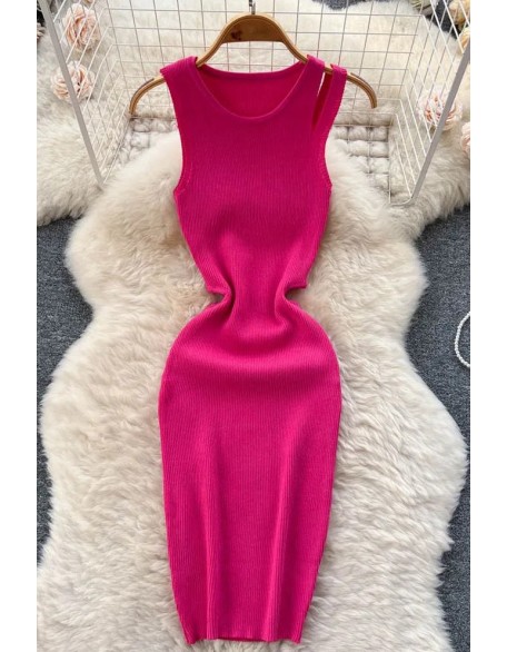 Fashion Knitting Sexy Bodycon Mini Dress Women Sleeveless Sheath Tank Dress Female Sundress