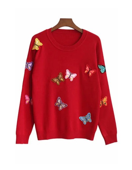 High Quality Sweater Women Luxury Butterfly Pullover Style Knitted Sweater Warm Casual Tops