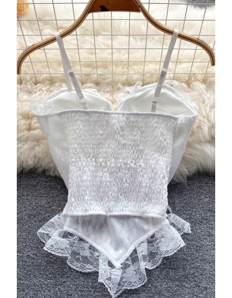 Vintage Lace Corset Bustier Women Straps Tanks Crop Top